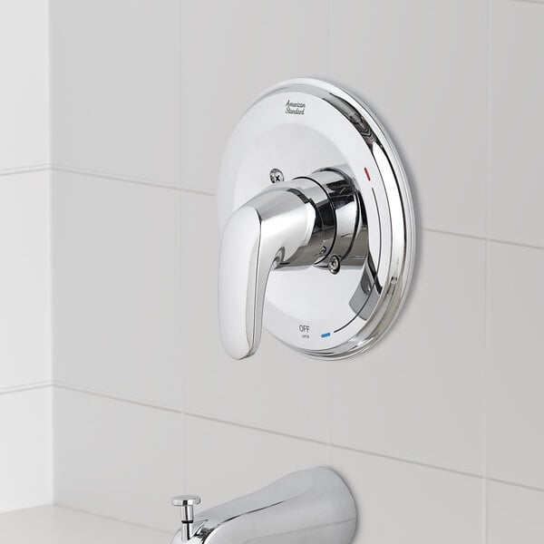 An American Standard Colony Pro chrome valve trim kit with a handle for a shower.
