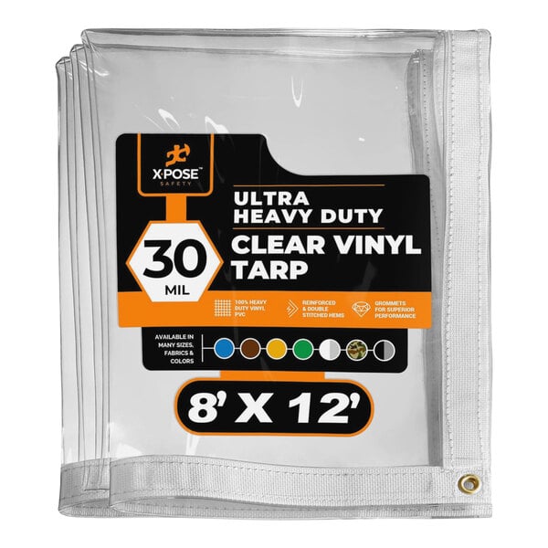A package of clear vinyl Xpose Safety clear vinyl tarp.