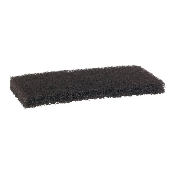 A Vikan black scrub pad on a white background.