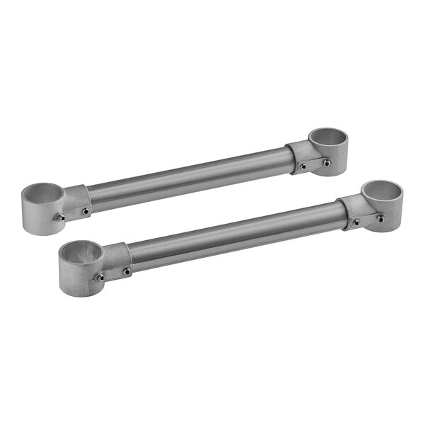 A pair of Regency stainless steel cross braces.