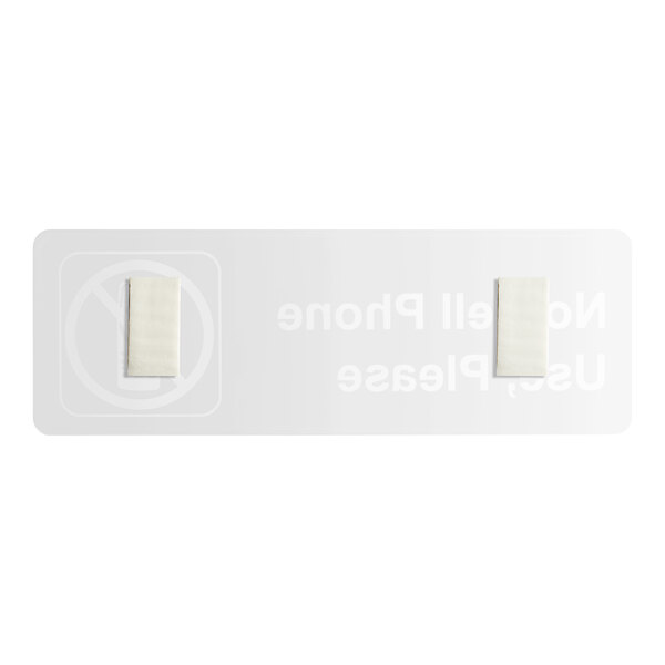 A rectangular white sign with black text reading "No Cell Phone Use, Please" on a white background.