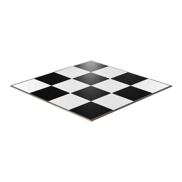 A California Portable Dance Floor with black and white checkered composite laminate.