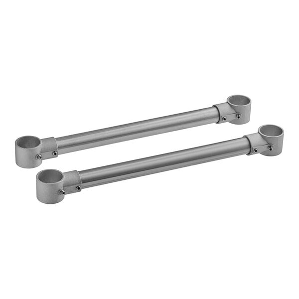 A pair of Regency stainless steel cross braces with handles.