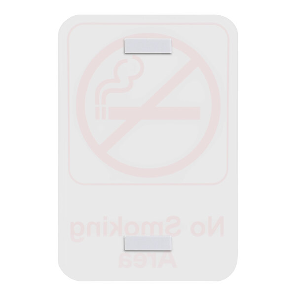 A white sign with red and white text that says "No Smoking"