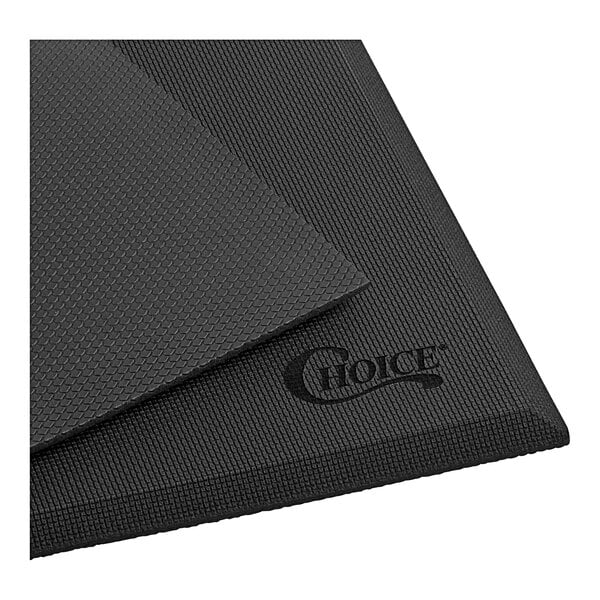 A close-up of a Choice black anti-fatigue floor mat.