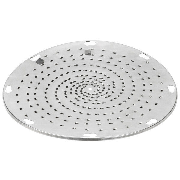A stainless steel Hobart 3/32" shredder plate with holes in it.