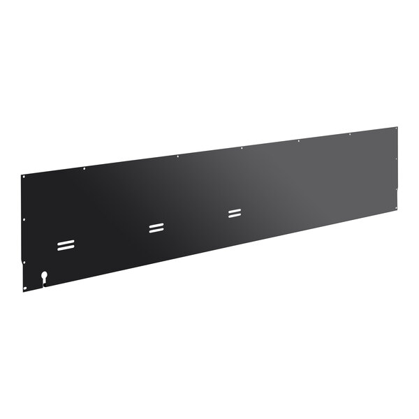 A black rectangular Avantco back grille panel with three holes.