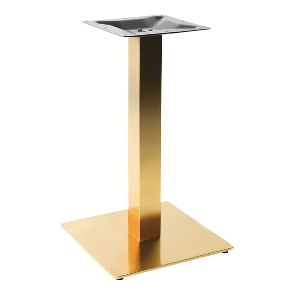 An Art Marble Furniture gold stainless steel square table base.