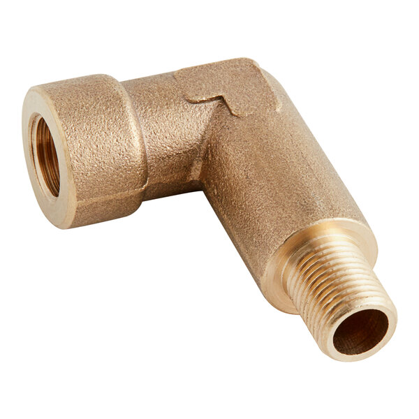 A brass threaded pipe fitting.