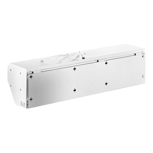 A white rectangular Boltic air curtain with a white cord.