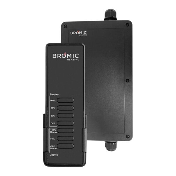 The Bromic Heating Eclipse Wireless Dimmer Controller with Remote for BH0820001-1 displayed with the remote.