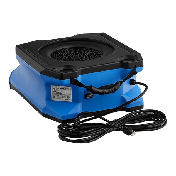 A blue and black Lavex air blower with a black cord.