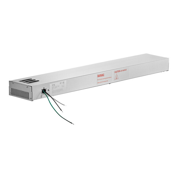 An Avantco white metal rectangular box with wires and a power cord.