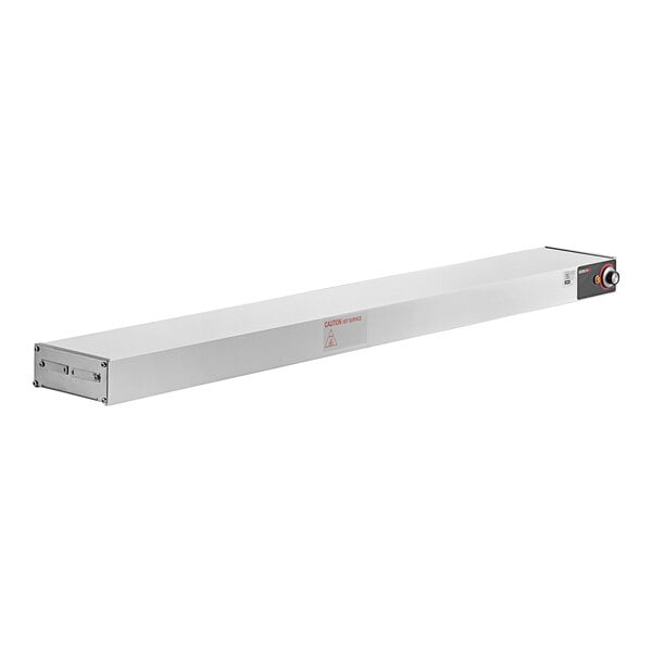 A white rectangular stainless steel shelf with a red knob.