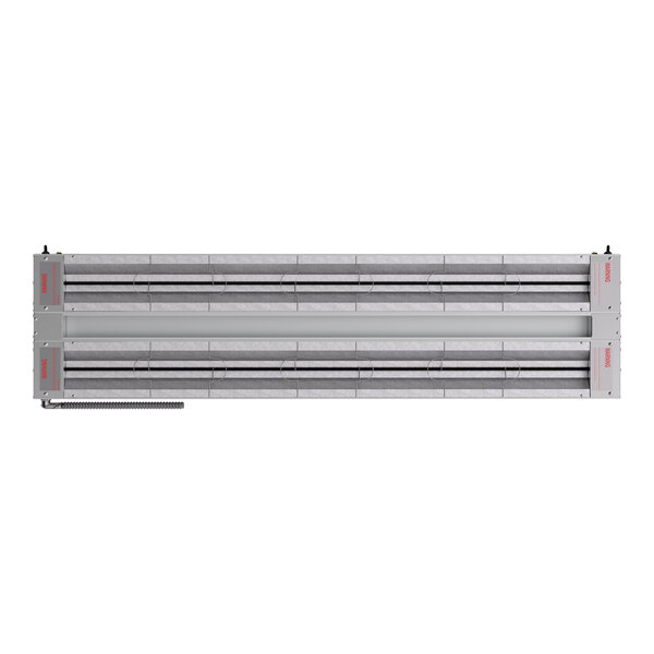 A 60-inch double strip food warmer with dual toggle controls designed for commercial use.