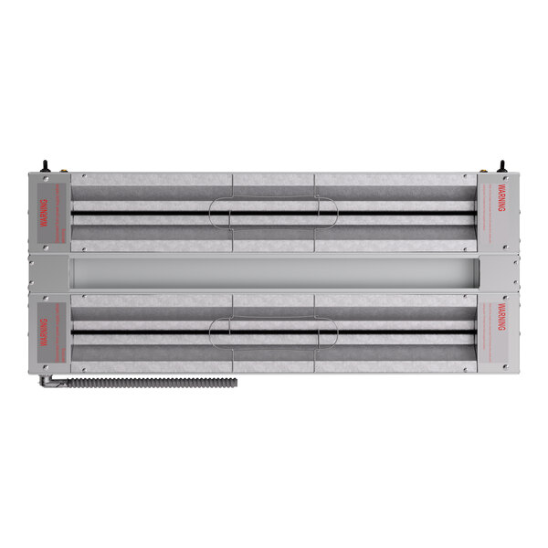 A 36-inch double strip food warmer with dual toggle controls designed for commercial use.