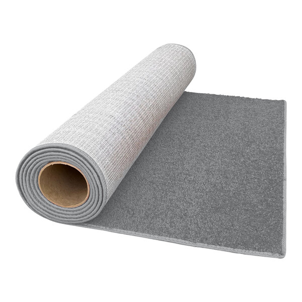 A roll of grey carpet.