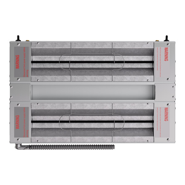 A 24-inch double strip food warmer with dual toggle controls, designed for commercial use.