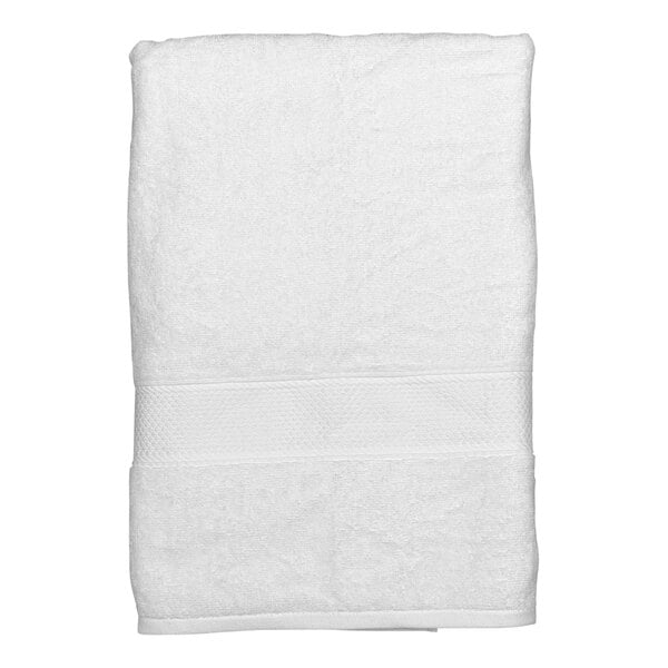 A white Garnier-Thiebaut terry bath sheet with a white dobby border.