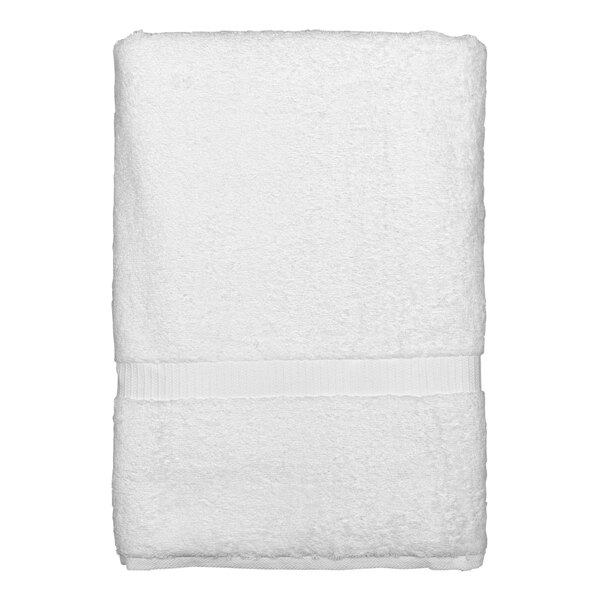 A white towel with a white band.