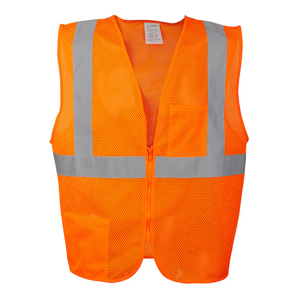 A Cordova orange safety vest with reflective stripes.