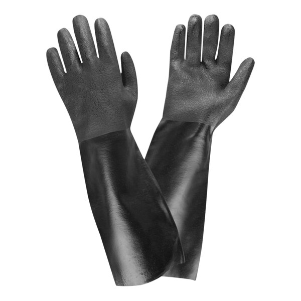 A pair of black Cordova dishwashing gloves.