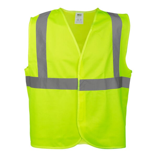 A yellow Cordova Lime safety vest with grey reflective stripes.