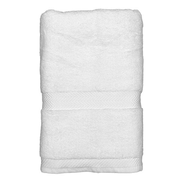 A white Garnier-Thiebaut bath towel with a zigzag pattern.