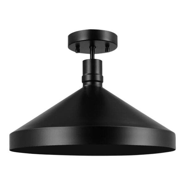 A Globe matte black ceiling light with a metal cone shade.