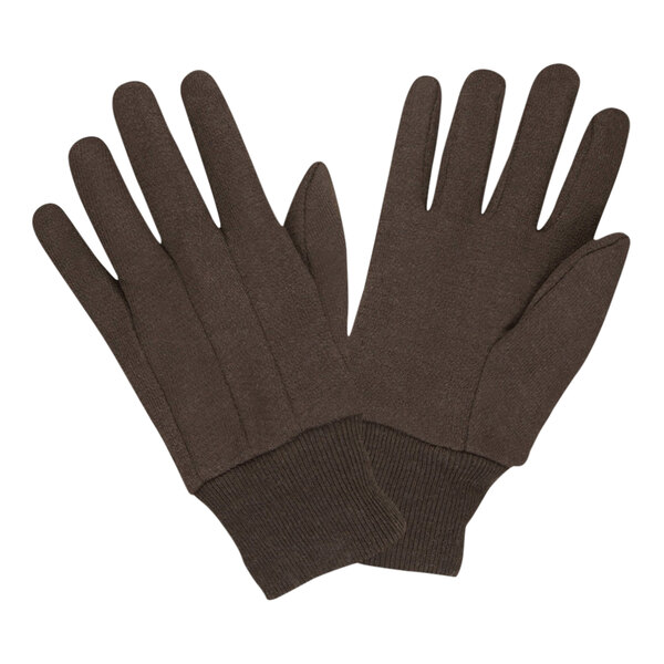 A pair of Cordova brown cotton jersey gloves.