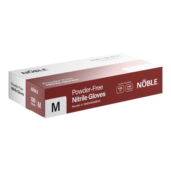 Noble Nitrile Black All-Purpose Powder-Free Disposable 4 Mil Thick Gloves - Medium - 1,000/Case