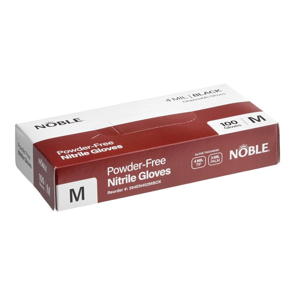 Noble Nitrile Black All-Purpose Powder-Free Disposable 4 Mil Thick Gloves - Medium - 1,000/Case