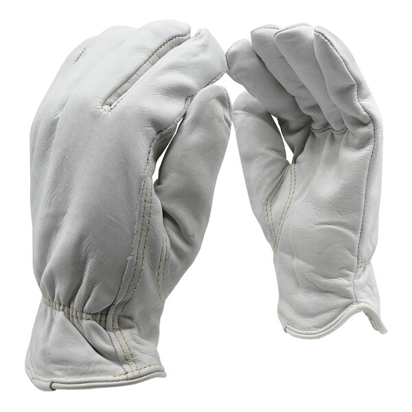 A pack of small white leather gloves with Thinsulate lining.