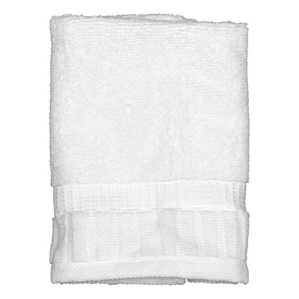 A folded white Garnier-Thiebaut wash cloth with a white border.