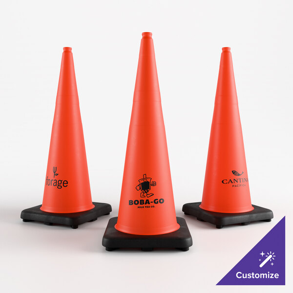 Xpose Safety 36" Customizable Orange Heavy-Duty PVC Traffic Cone with 10 lb. Base OTC36-1-X