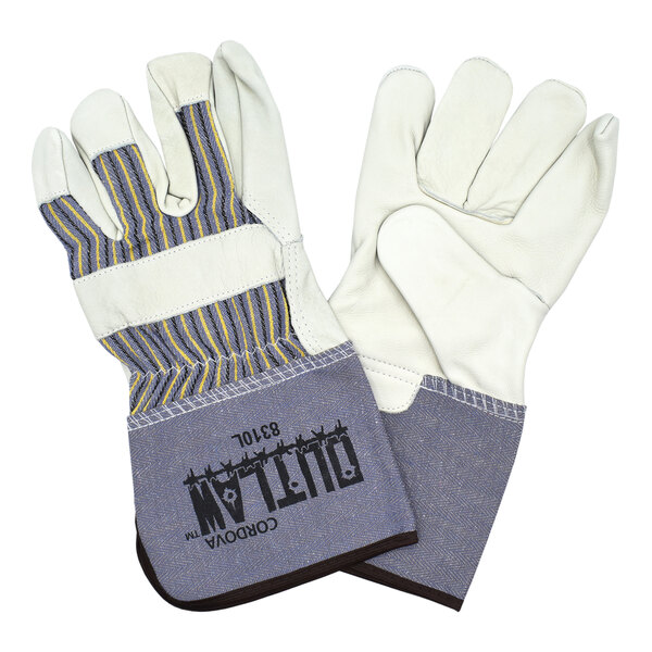 Cordova Outlaw canvas work gloves with rubber gauntlet cuffs.