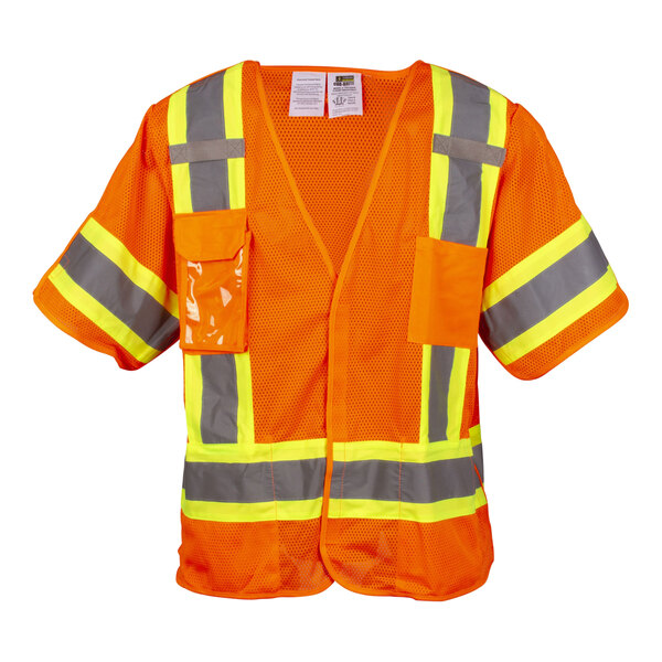 An orange Cordova mesh safety vest with reflective stripes and grey accents.