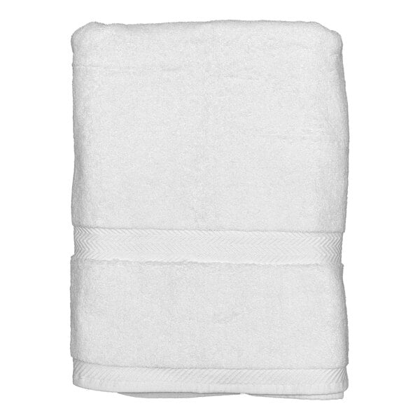 A folded white Garnier-Thiebaut Sirocco terry cotton bath sheet on a white background.