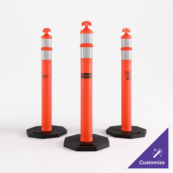 Xpose Safety 44" Orange T-Top Delineator Post with Reflective Bands and 13 lb. Base DLTB-44-X