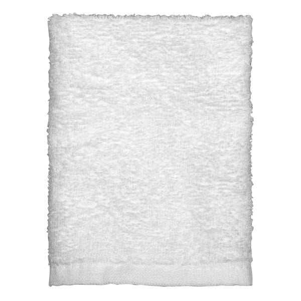 A white Garnier-Thiebaut Bora wash cloth with a rough edge.