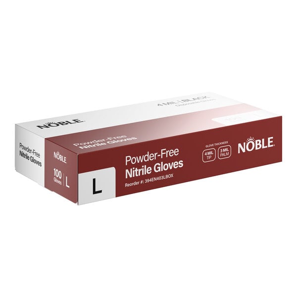 Noble Nitrile Black All-Purpose Powder-Free Disposable 4 Mil Thick Gloves - Large - 1,000/Case