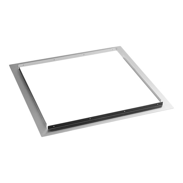 A white rectangular metal trim for ServIt standard drawer warmer drawers.