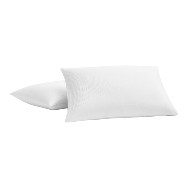 Two Garnier-Thiebaut white micro check pillowcases on two pillows.