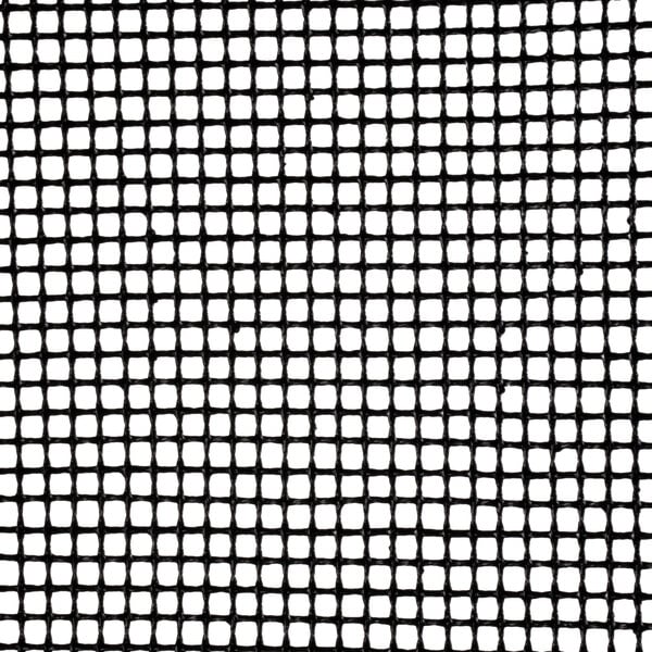 A close-up of a black mesh loose weave screen.