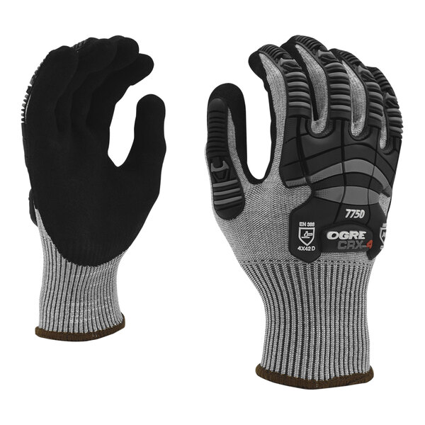 A pair of Cordova dark gray and black gloves with TPR protectors.