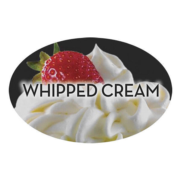 A Bollin oval bakery sticker with a black logo of whipped cream and a strawberry.