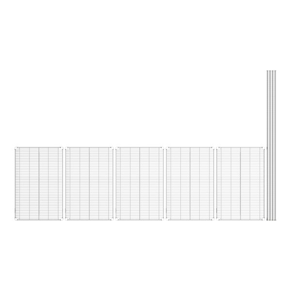 A Lavex Pro chrome wire shelving kit with five shelves on a white background.