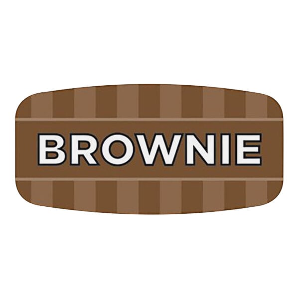 A brown rectangular Bollin label with white text reading "brownie" and a white border.