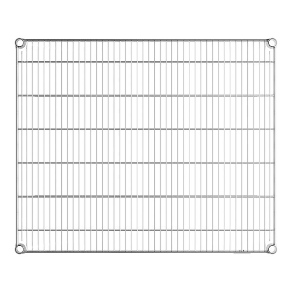 A close-up of a Lavex Pro heavy-duty wire shelf grid.