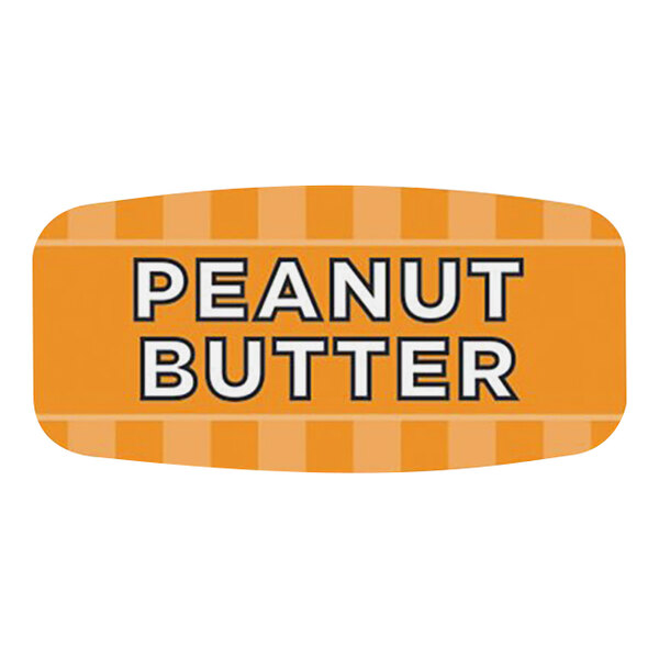 A white rectangular Bollin bakery label with orange text reading "Peanut Butter" and a white and orange Bollin logo.